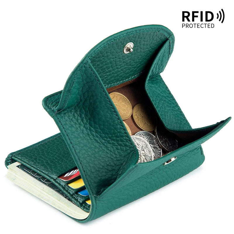 ארנק מיני לאישה מעור בקר רך עם הגנת RFID