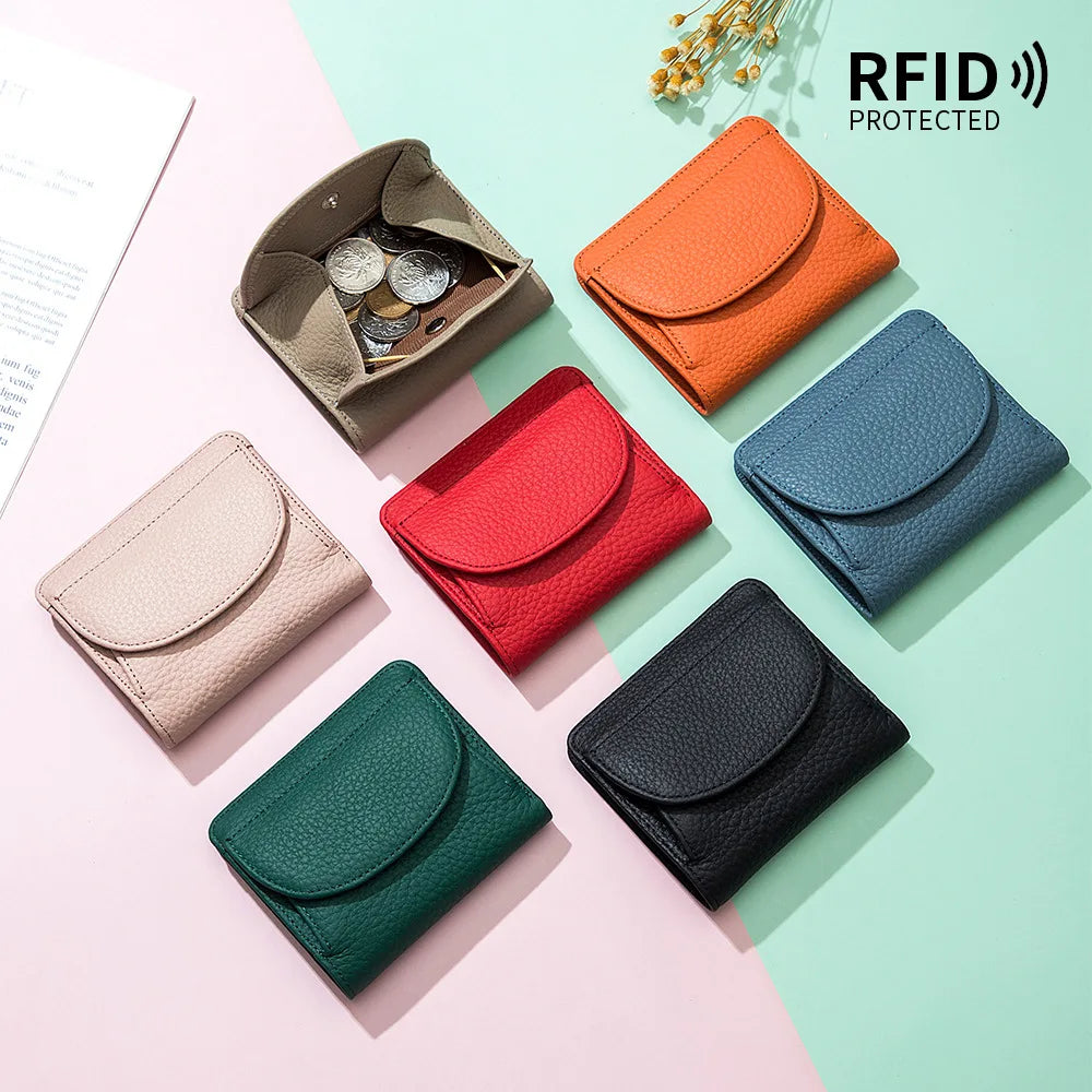 ארנק מיני לאישה מעור בקר רך עם הגנת RFID – תמונה 6