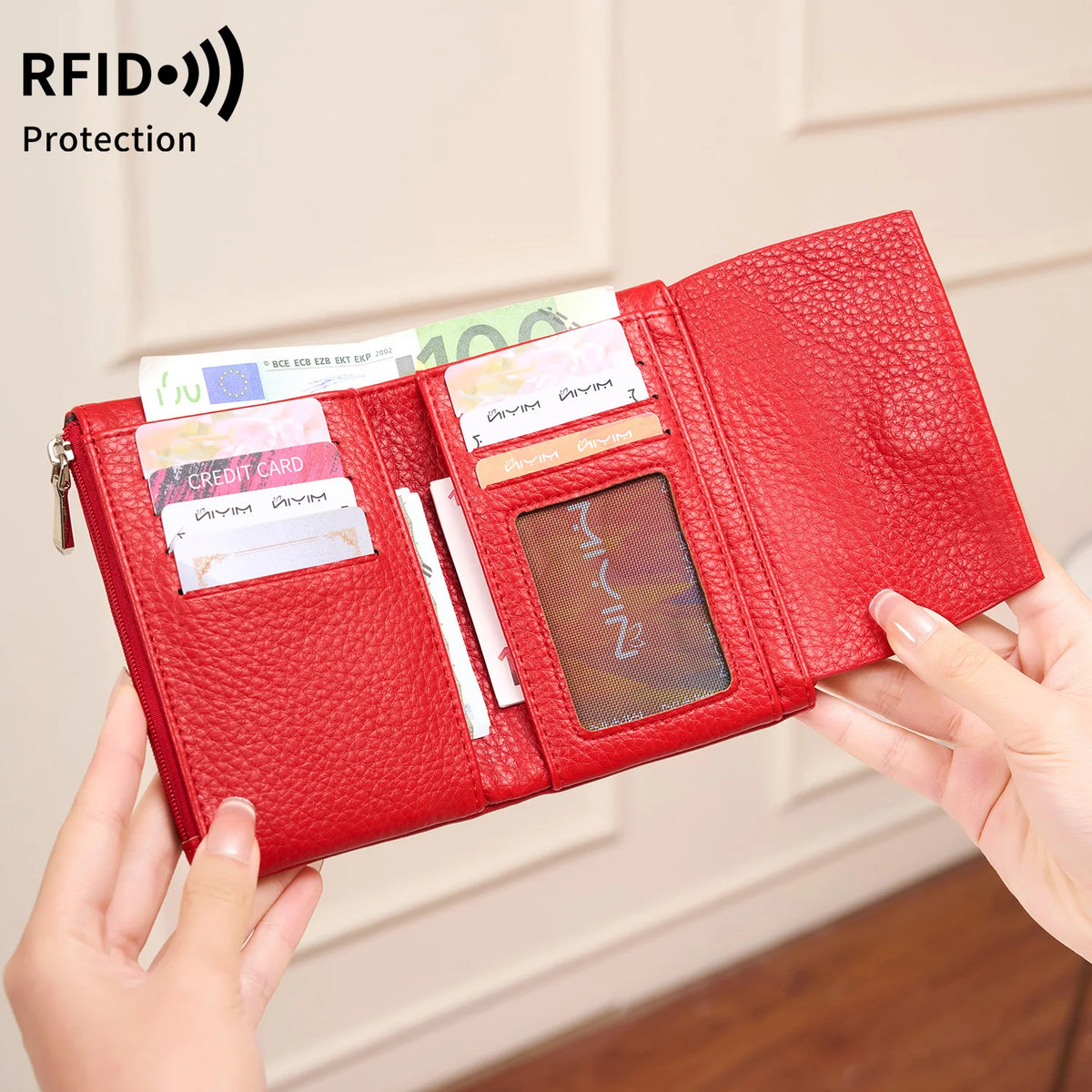ארנק מתקפל לשלושה לאישה עם הגנת RFID – תמונה 2