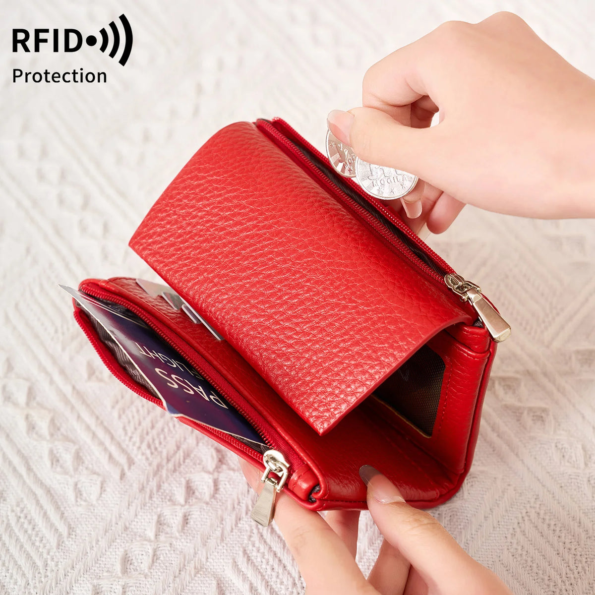 ארנק מתקפל לשלושה לאישה עם הגנת RFID – תמונה 3