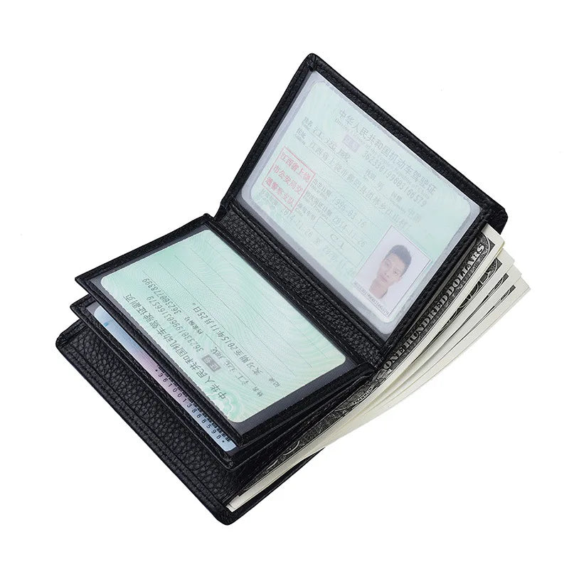 ארנק אנכי לגבר מעור בקר עם תא לרישיון – תמונה 4